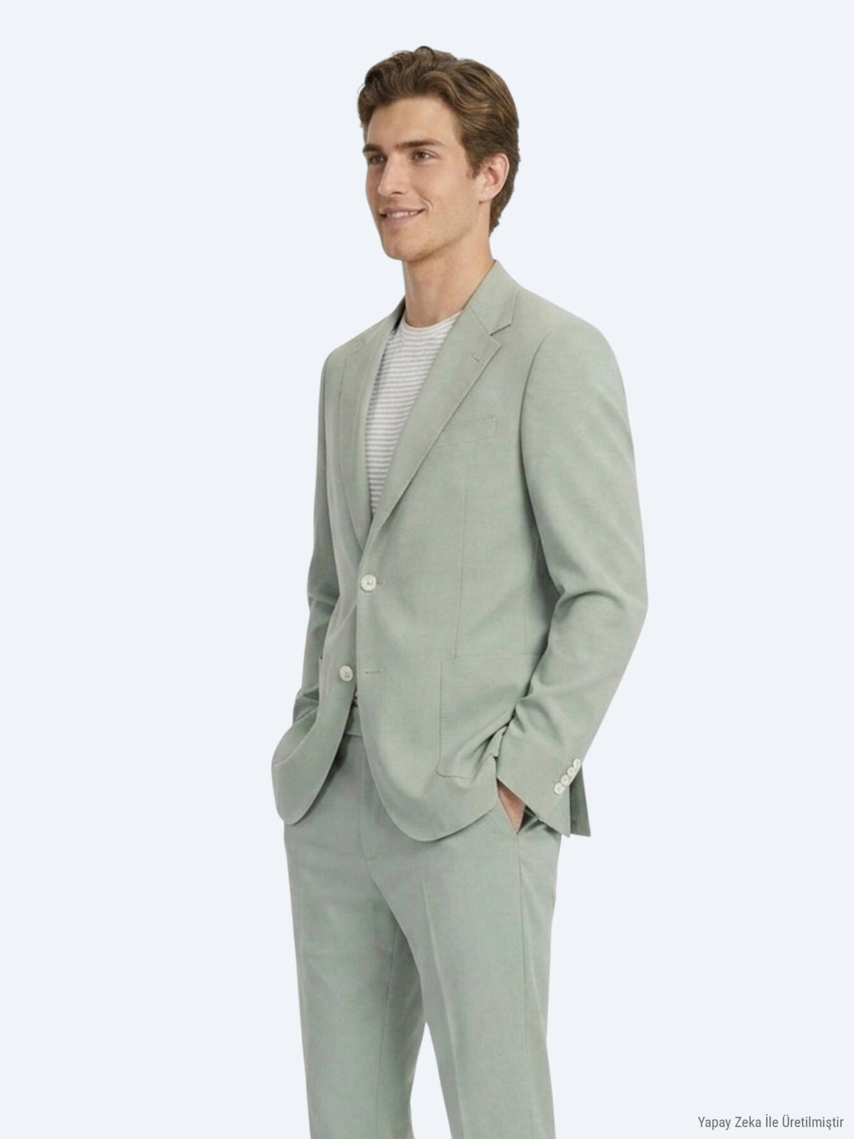 Haki Düz Modern Fit Takım Elbise