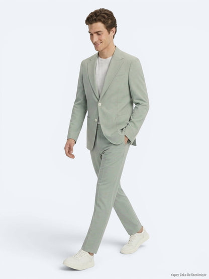 Haki Düz Modern Fit Takım Elbise
