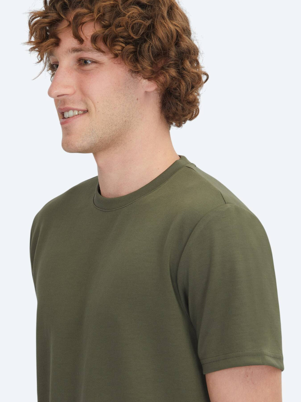 Haki Düz Bisiklet Yaka T-shirt