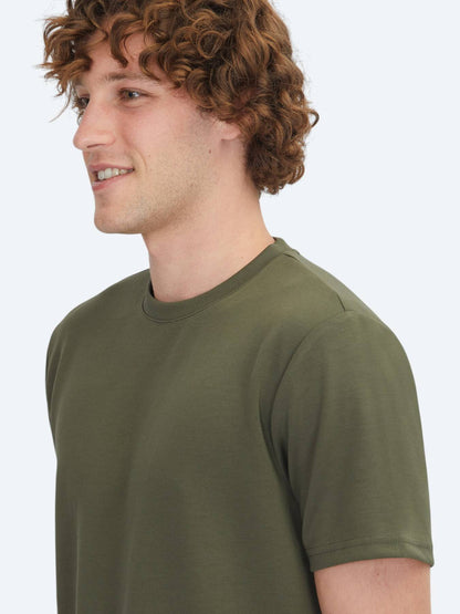 Haki Düz Bisiklet Yaka T-shirt