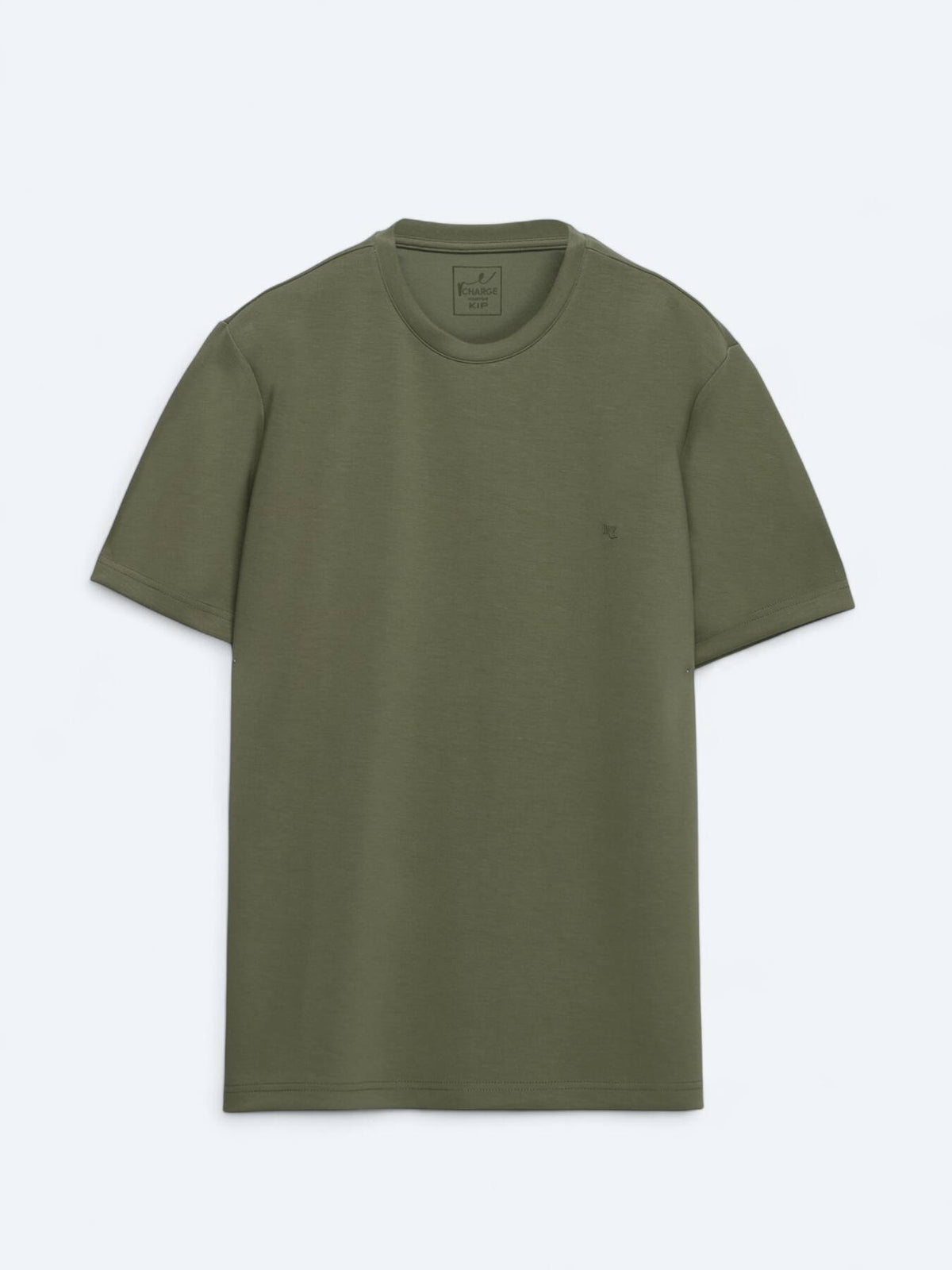 Haki Düz Bisiklet Yaka T-shirt