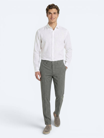 Haki Kumaş Relaxed Fit Casual Keten Karışımlı Pantolon