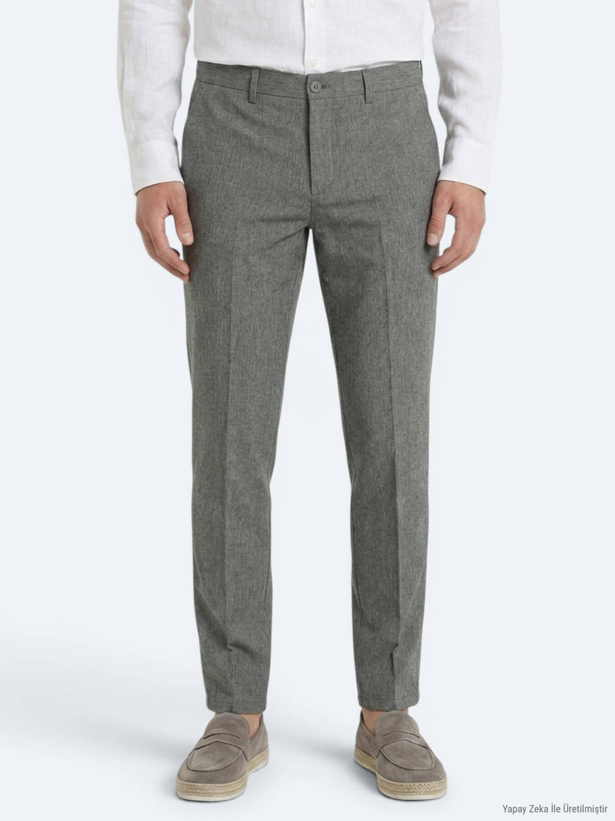Haki Kumaş Relaxed Fit Casual Keten Karışımlı Pantolon