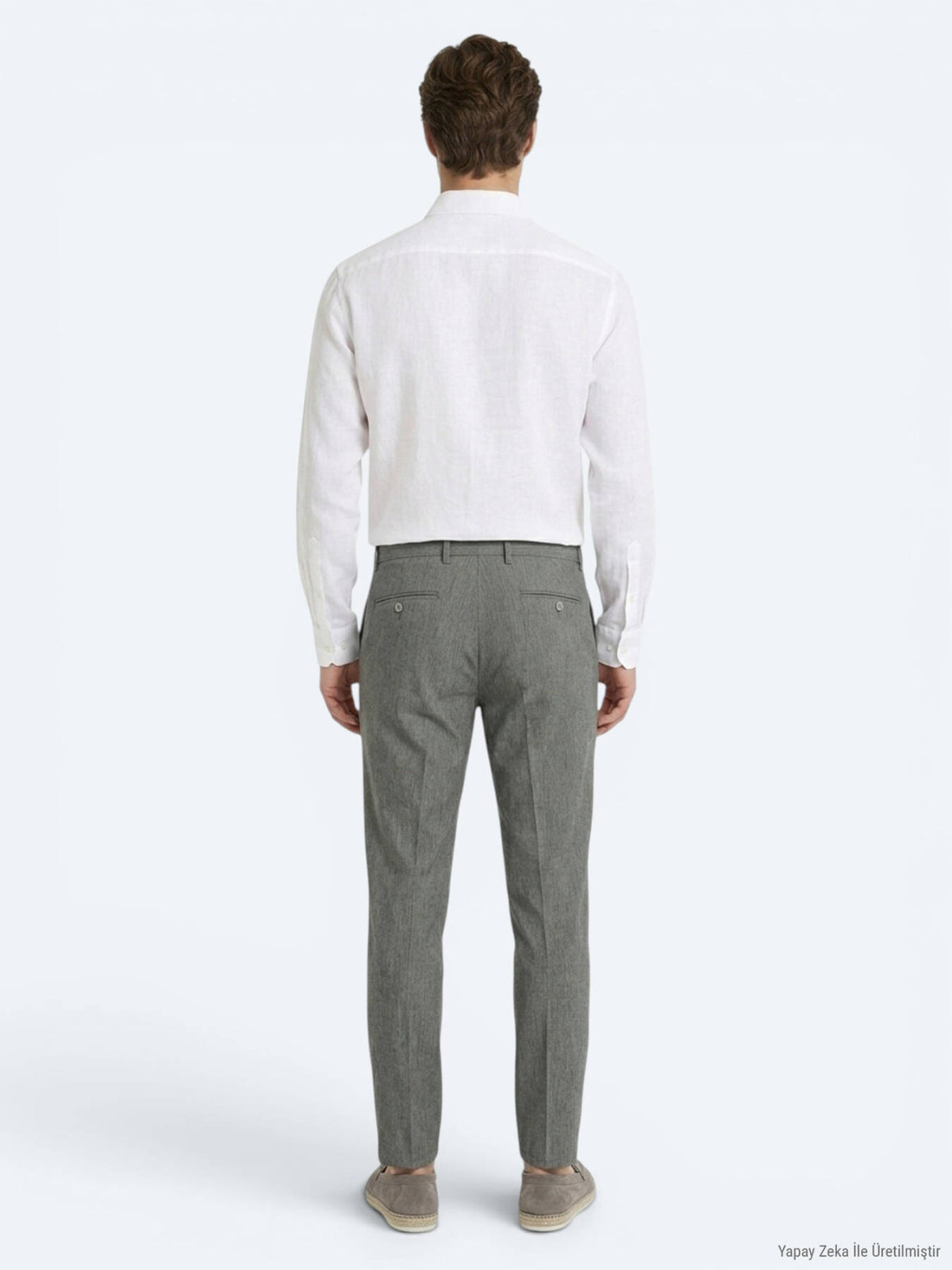 Haki Kumaş Relaxed Fit Casual Keten Karışımlı Pantolon