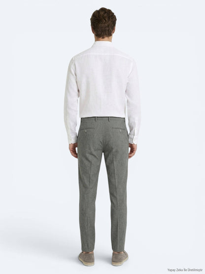 Haki Kumaş Relaxed Fit Casual Keten Karışımlı Pantolon