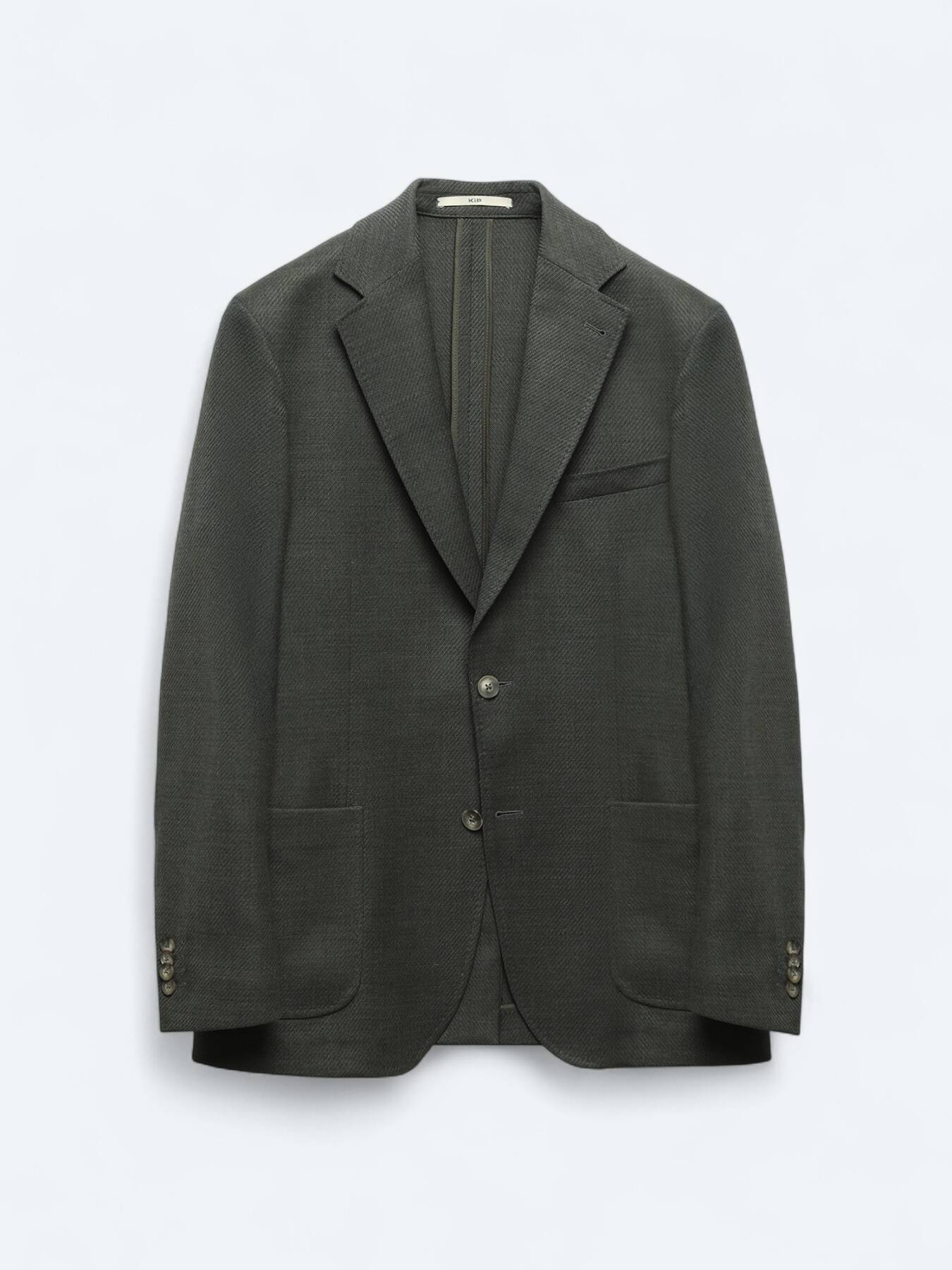 Haki Modern Fit Yün Karışımlı Ceket