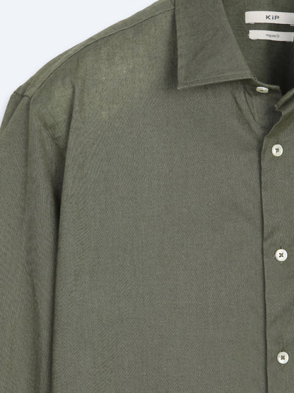 Haki Regular Fit Uzun Dokuma Casual Pamuk Karışımlı Gömlek