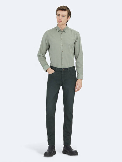 Haki Slim Fit Denim Pamuk Karışımlı Pantolon