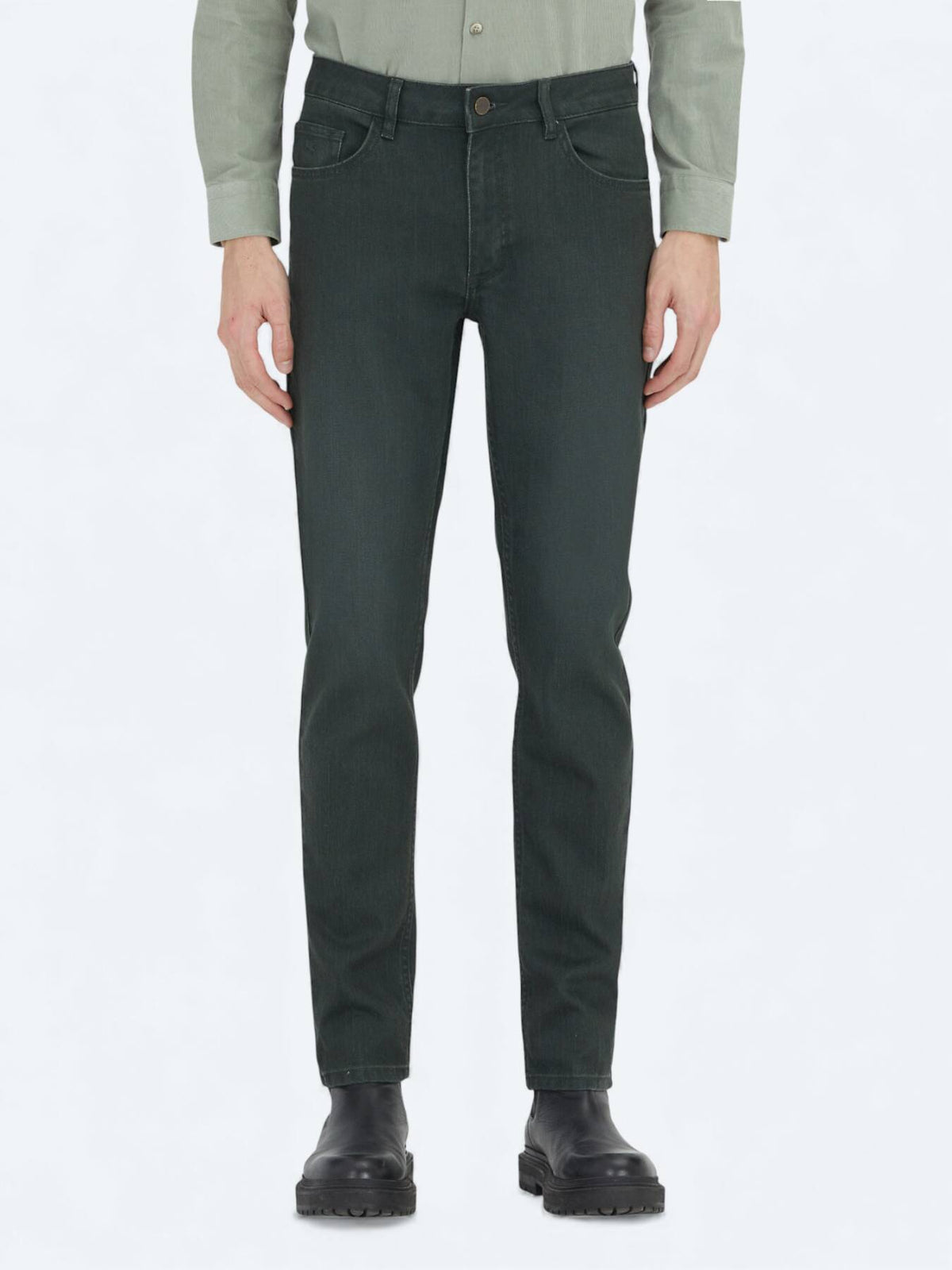Haki Slim Fit Denim Pamuk Karışımlı Pantolon