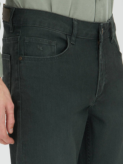Haki Slim Fit Denim Pamuk Karışımlı Pantolon