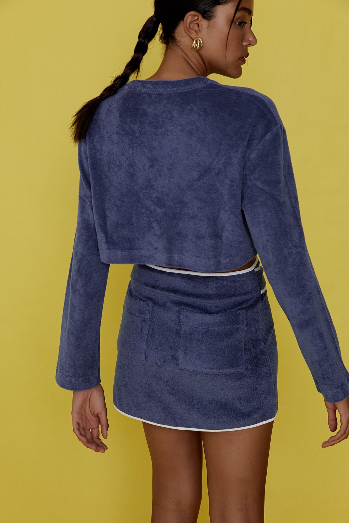 Havlu Kumaş Lacivert Sweatshirt