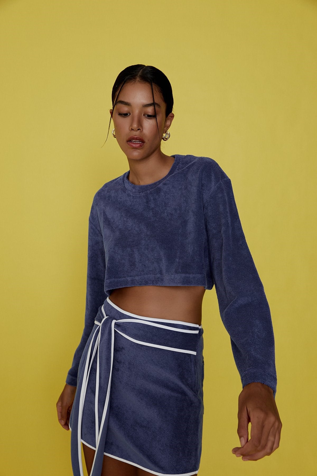 Havlu Kumaş Lacivert Sweatshirt