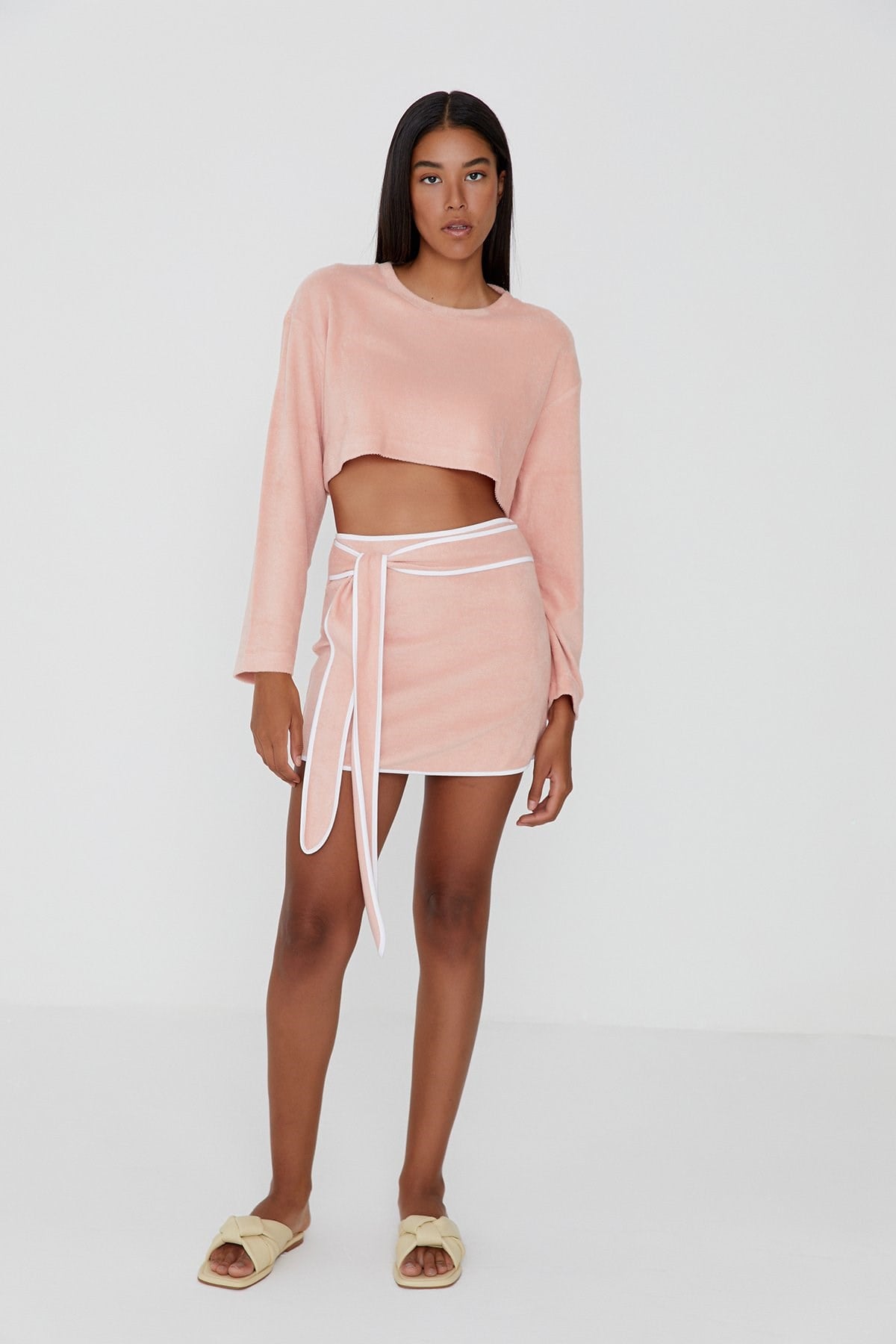 Havlu Kumaş Pudra Sweatshirt