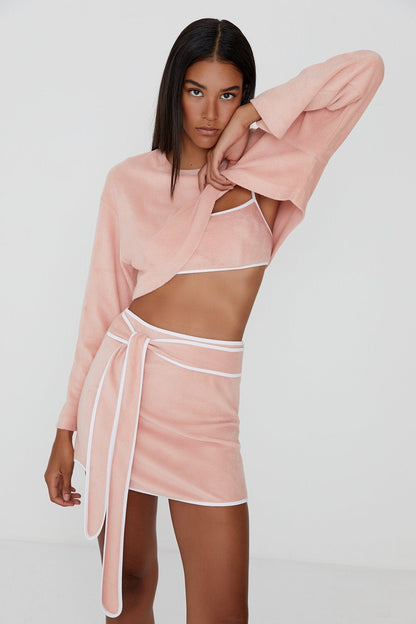 Havlu Kumaş Pudra Sweatshirt