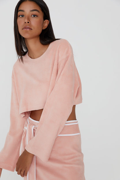 Havlu Kumaş Pudra Sweatshirt