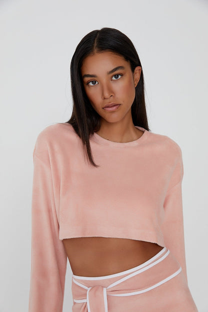 Havlu Kumaş Pudra Sweatshirt