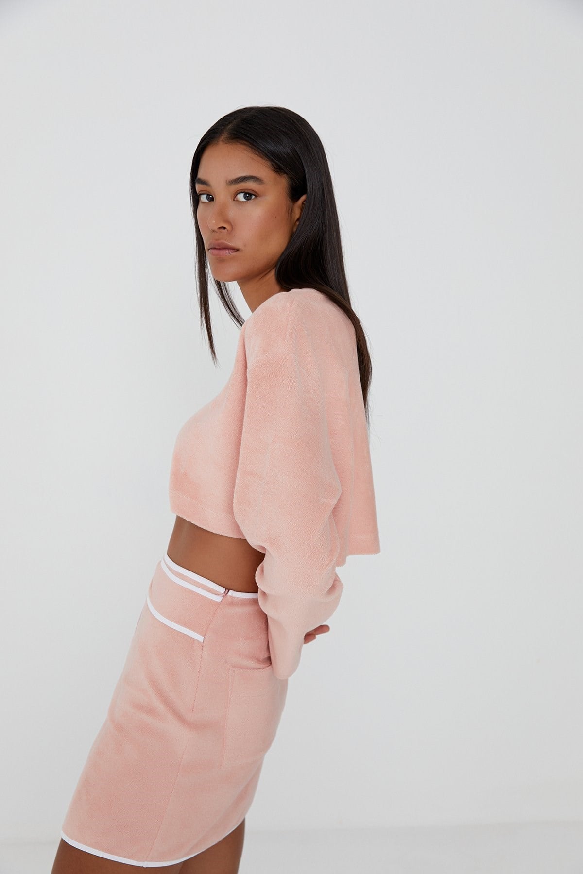 Havlu Kumaş Pudra Sweatshirt