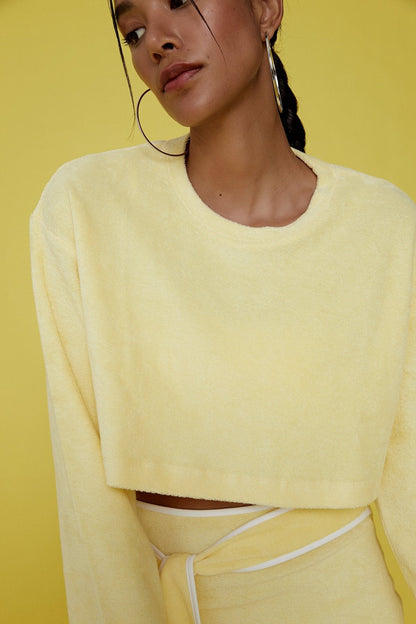 Havlu Kumaş Sarı Sweatshirt
