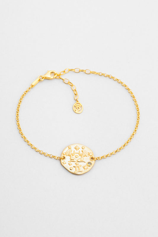 Ikizler Burcu 18 Ayar Sarı Altın Kaplama 20 Cm Gümüş Bileklik 07310220444