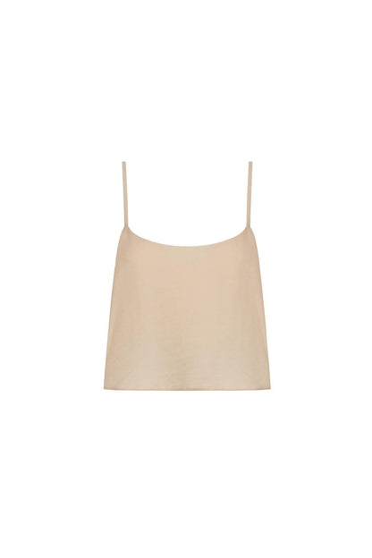 Ince Askılı Bej Crop Top