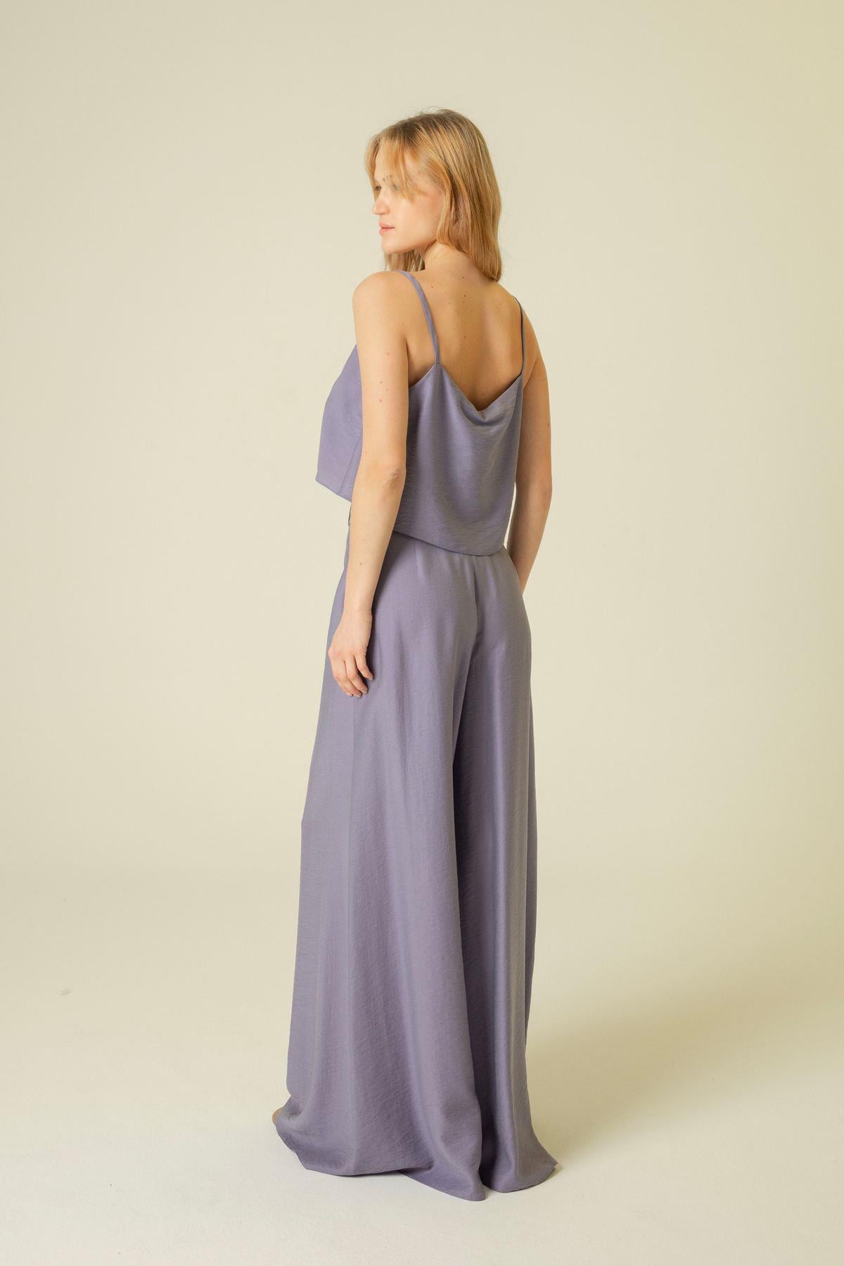 Ince Askılı Indigo Crop Top