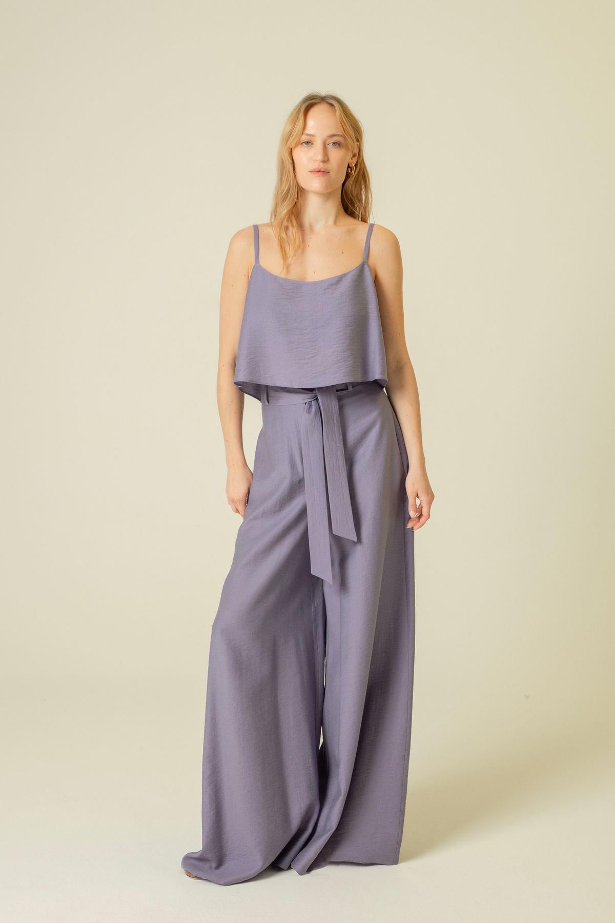 Ince Askılı Indigo Crop Top
