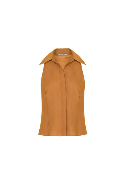 Ince Askılı Rahat Form Tütün Crop Top