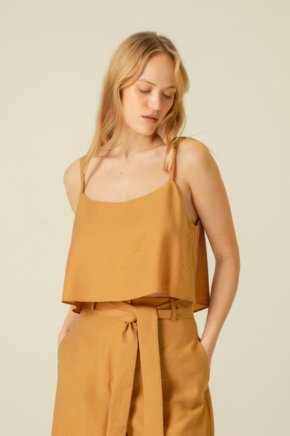 Ince Askılı Tütün Crop Top