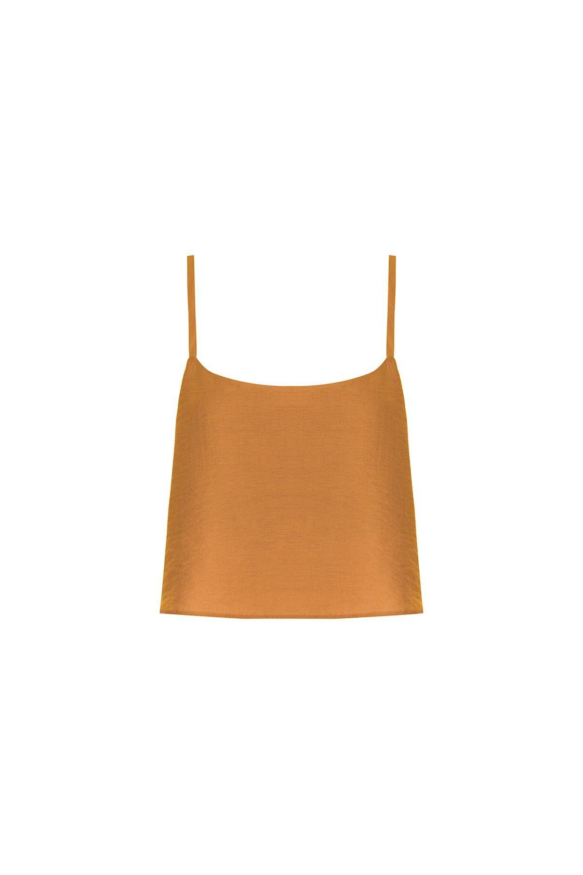 Ince Askılı Tütün Crop Top
