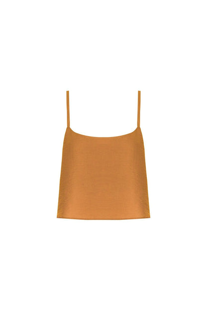 Ince Askılı Tütün Crop Top