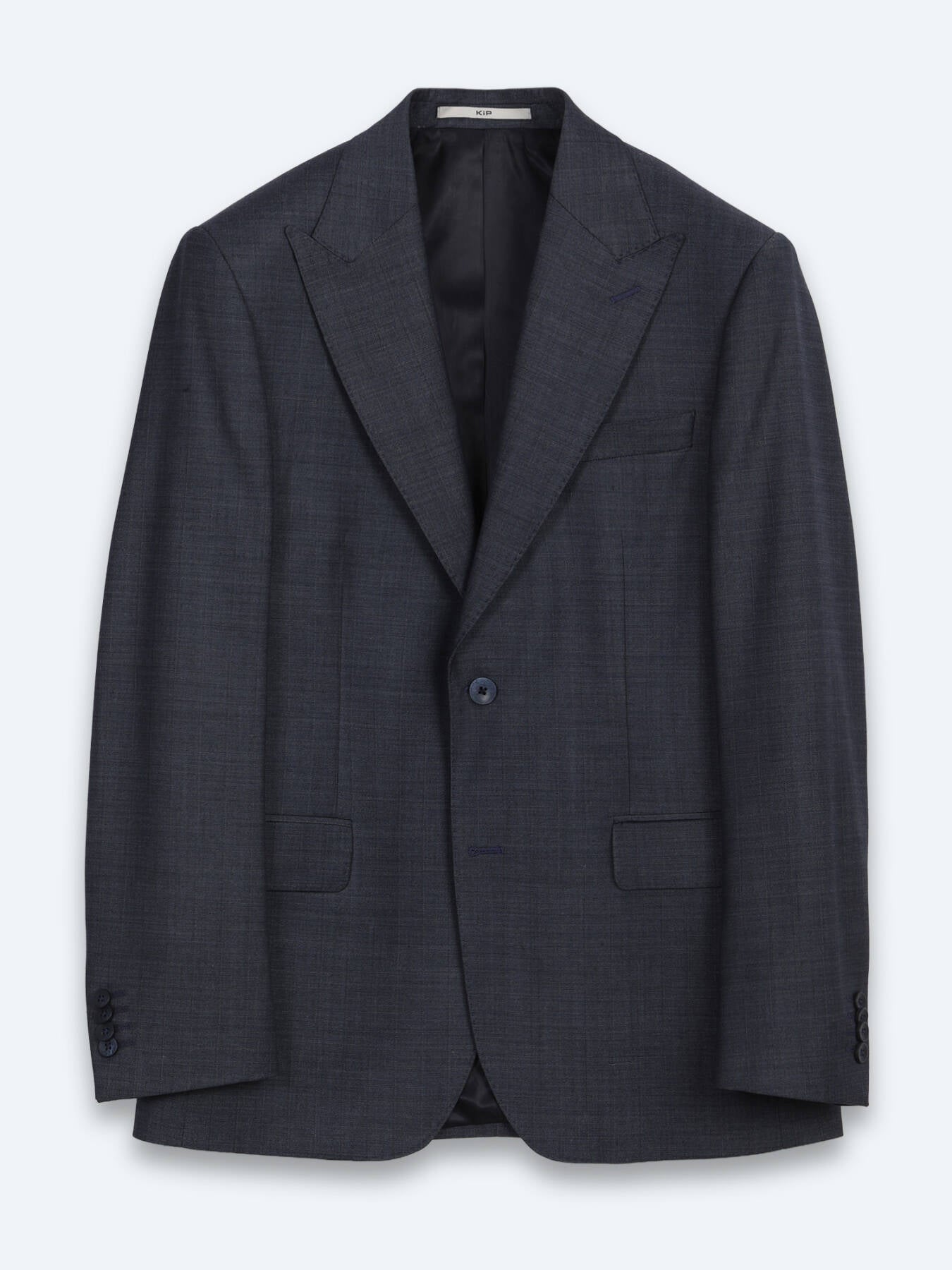 Indigo Çizgili Modern Fit Yün Karışımlı Takım Elbise