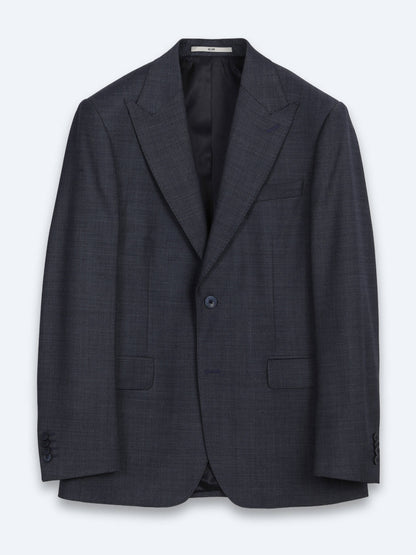 Indigo Çizgili Modern Fit Yün Karışımlı Takım Elbise