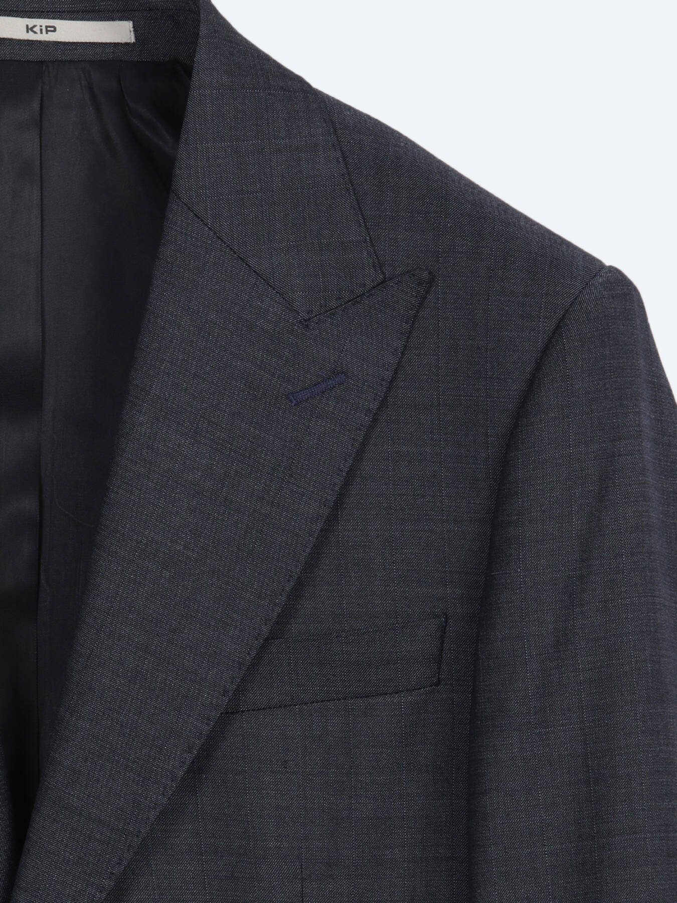 Indigo Çizgili Modern Fit Yün Karışımlı Takım Elbise
