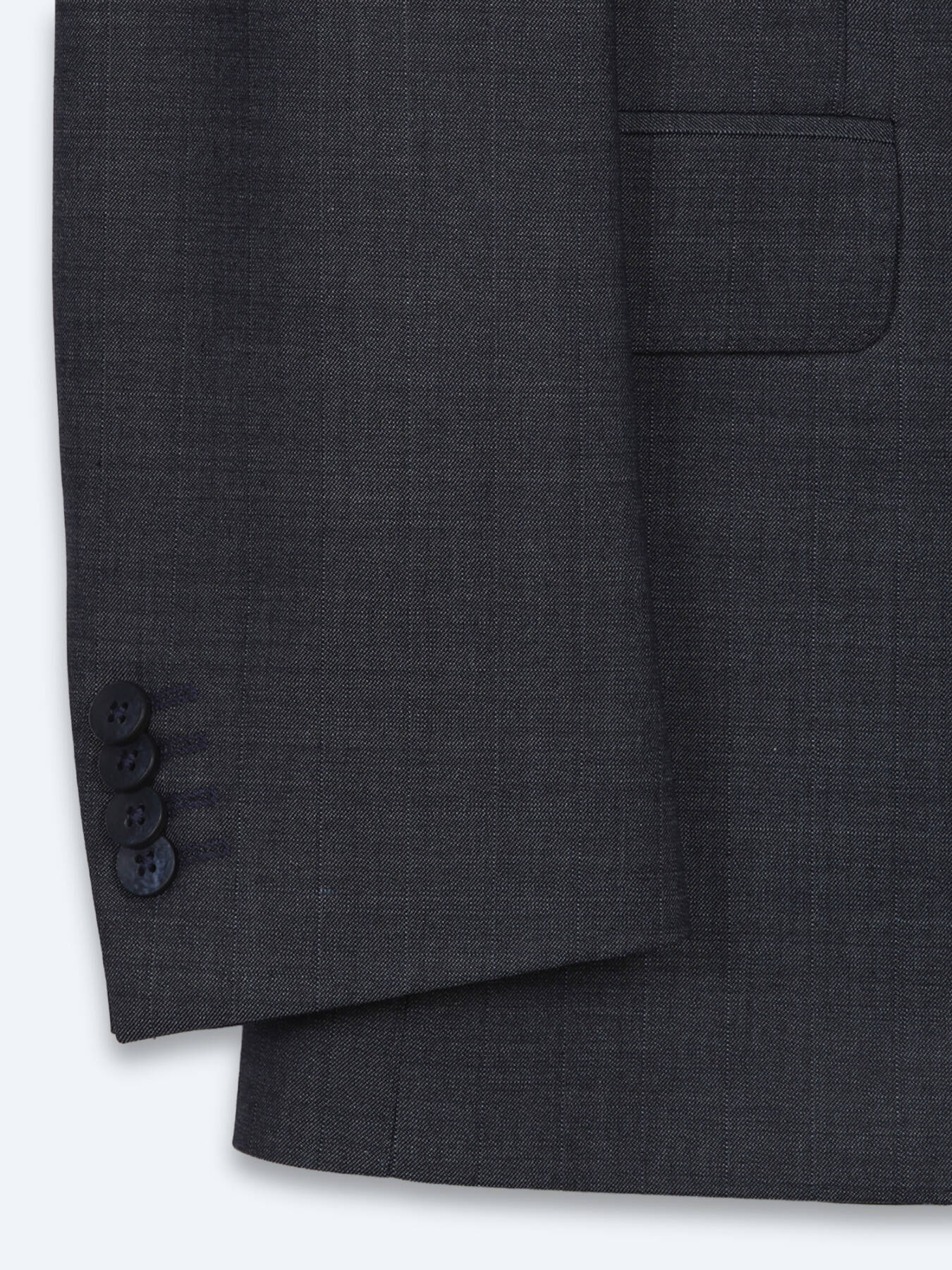 Indigo Çizgili Modern Fit Yün Karışımlı Takım Elbise