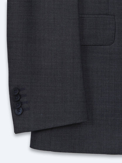 Indigo Çizgili Modern Fit Yün Karışımlı Takım Elbise
