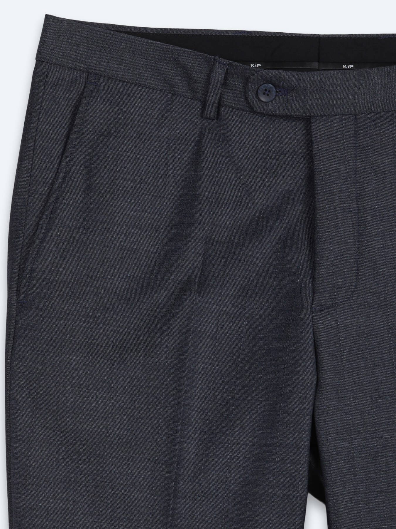 Indigo Çizgili Modern Fit Yün Karışımlı Takım Elbise