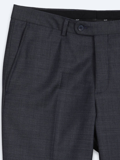 Indigo Çizgili Modern Fit Yün Karışımlı Takım Elbise