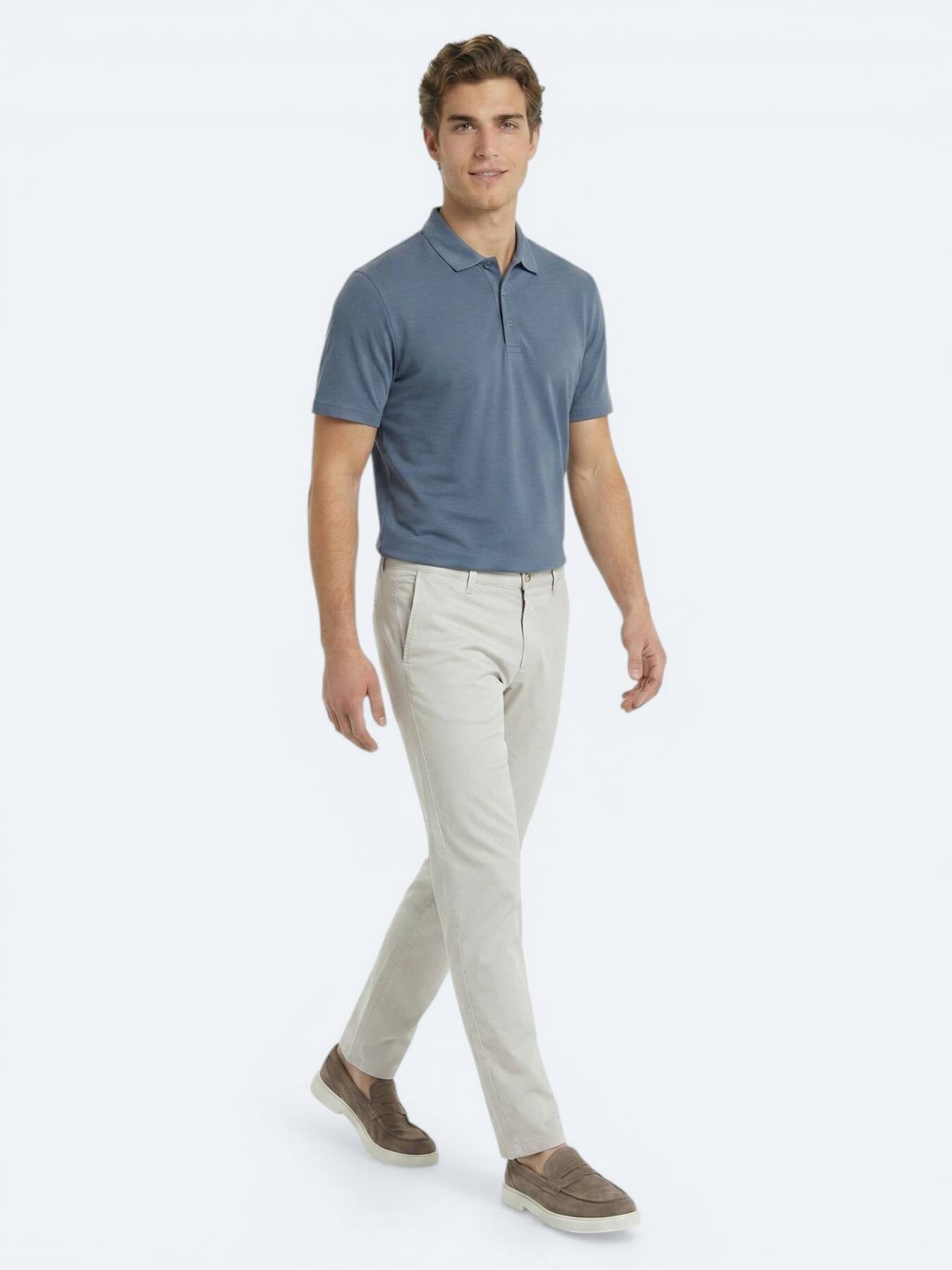 Indigo Düz Polo Yaka T-shirt