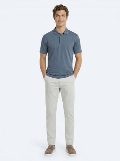 Indigo Düz Polo Yaka T-shirt