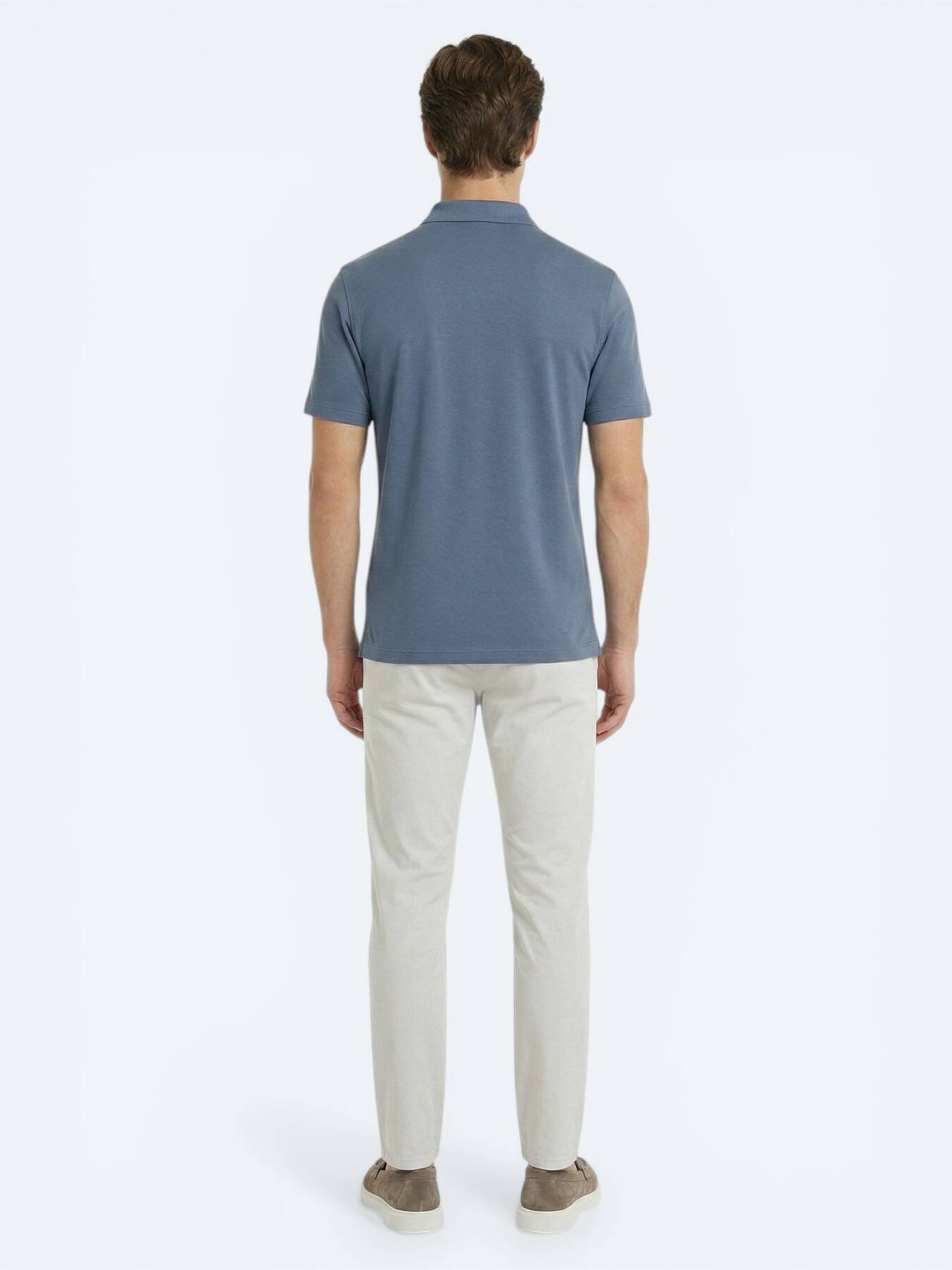 Indigo Düz Polo Yaka T-shirt