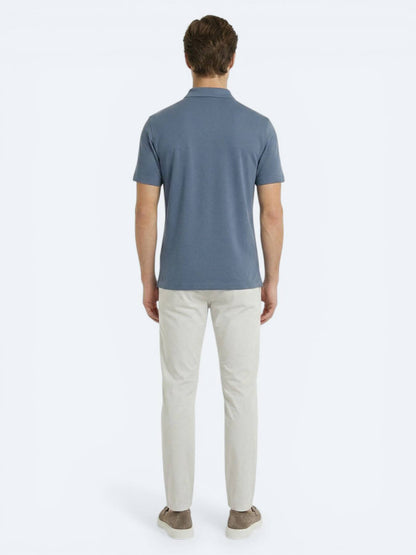 Indigo Düz Polo Yaka T-shirt
