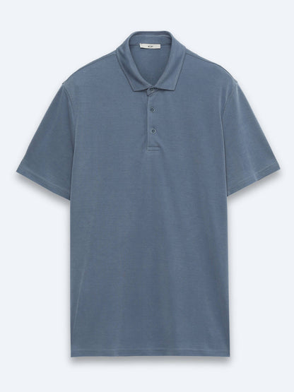 Indigo Düz Polo Yaka T-shirt