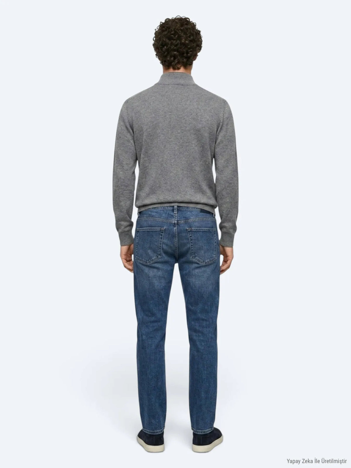 Indigo Düz Slim Fit Denim Pamuk Karışımlı Pantolon