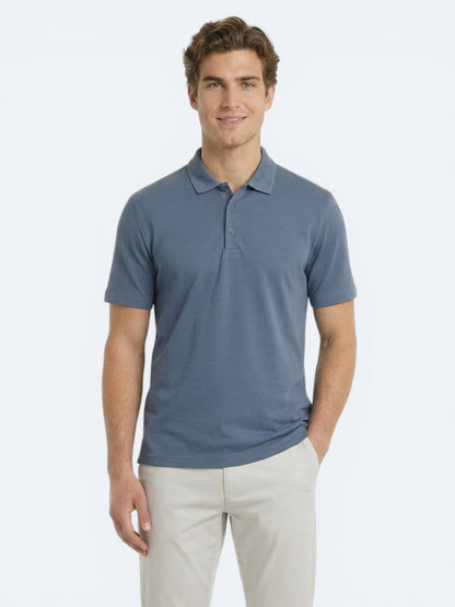 Indigo Düz Polo Yaka T-shirt