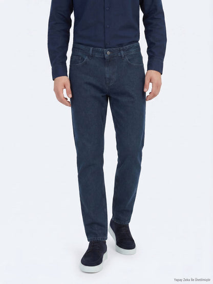 Indigo Regular Fit Denim %100 Pamuk Pantolon