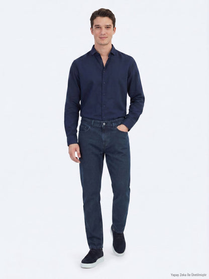 Indigo Regular Fit Denim %100 Pamuk Pantolon