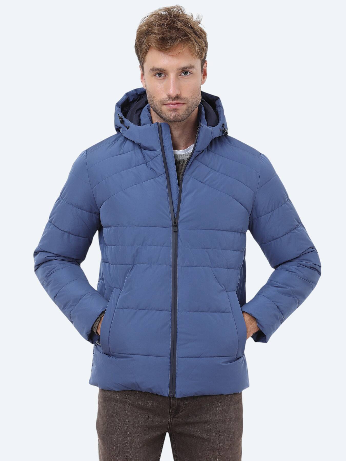 Indigo Regular Fit Kapüşonlu Casual Dokuma Mont