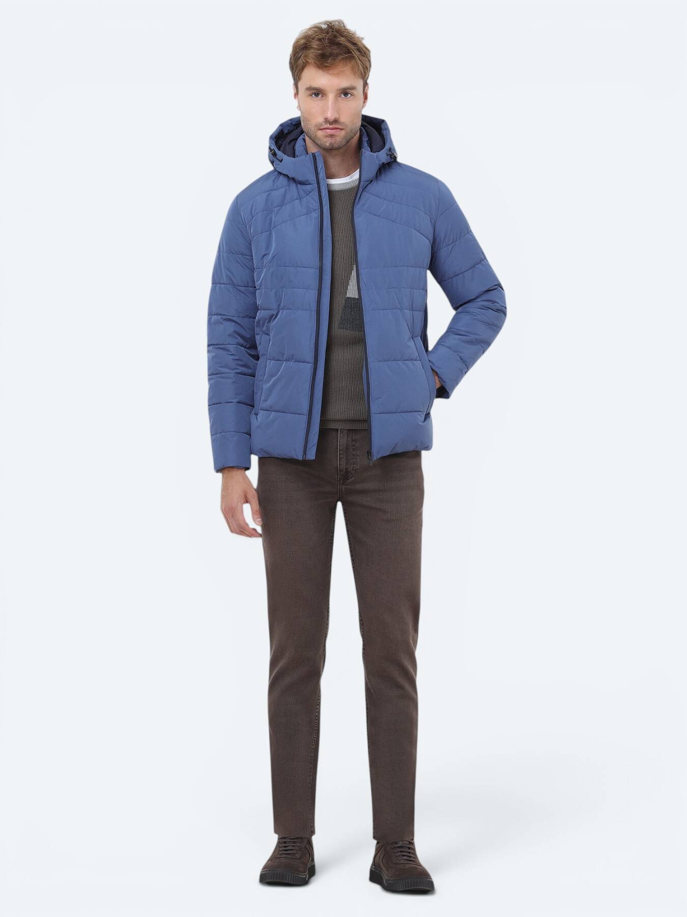 Indigo Regular Fit Kapüşonlu Casual Dokuma Mont