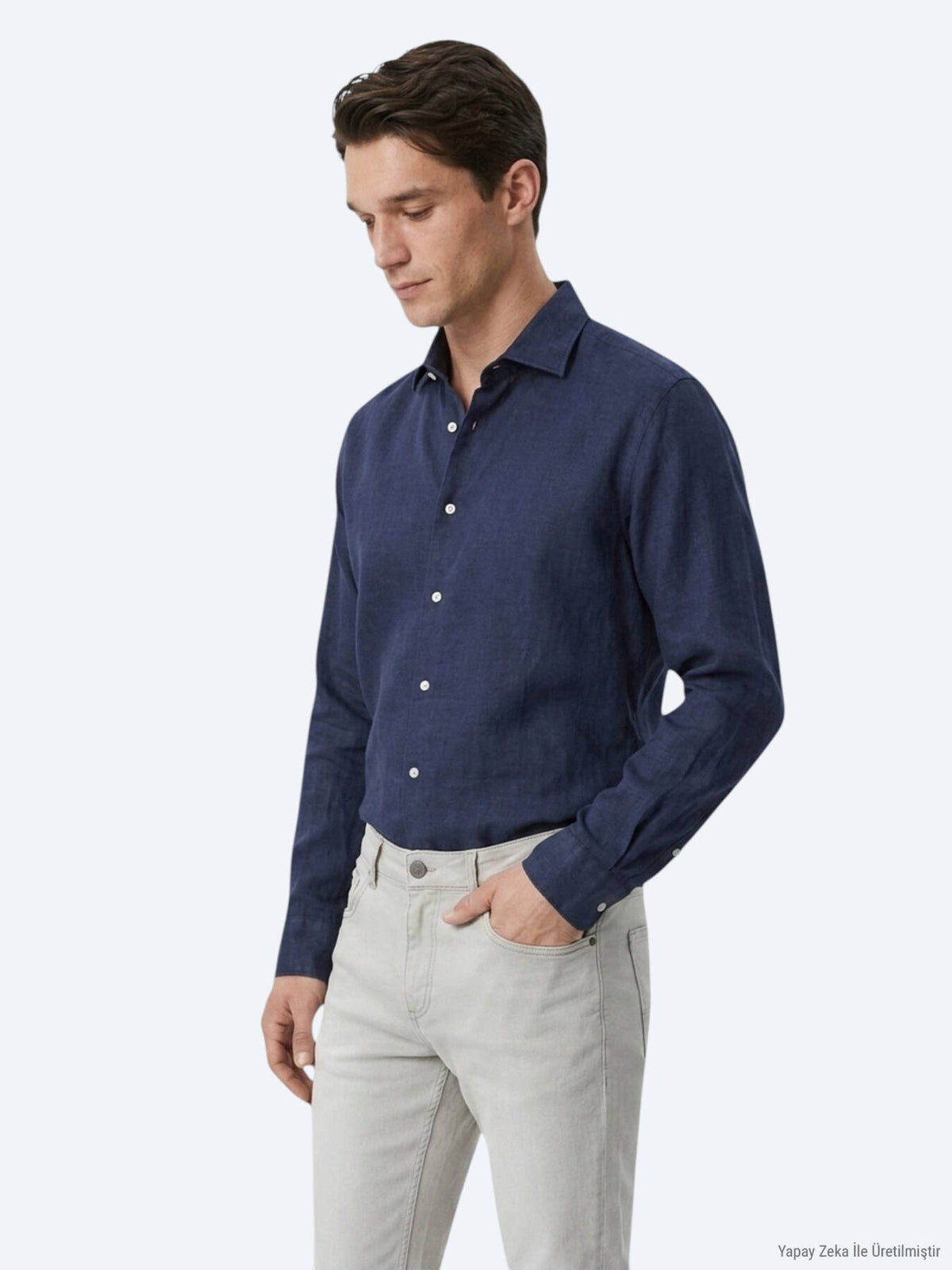 Indigo Regular Fit Uzun Dokuma Casual Pamuk Karışımlı Gömlek