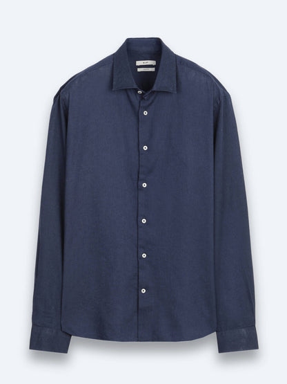 Indigo Regular Fit Uzun Dokuma Casual Pamuk Karışımlı Gömlek